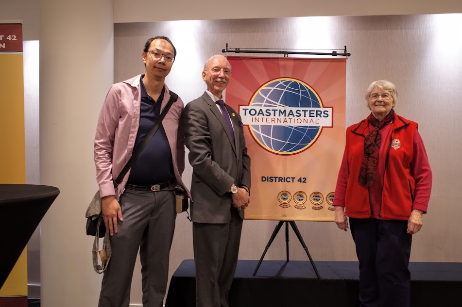 A photo with our current VP Education and the Immediate past international president of Toastmasters, Richard E. Peck!